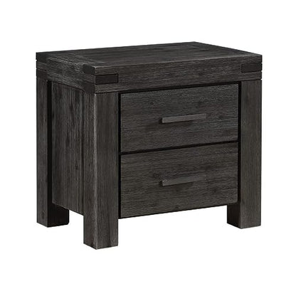 Solid Wood Nightstand, 2-Drawer, Meadow - Graphite