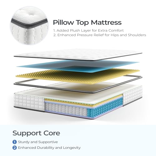 10 Inch Twin Mattress, Hybrid Mattress in a Box, White, view 4