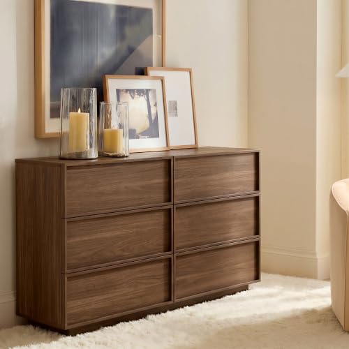 6-Drawer Dresser for Bedroom, 47.2" Wide, Wooden, Light Walnut, view 2