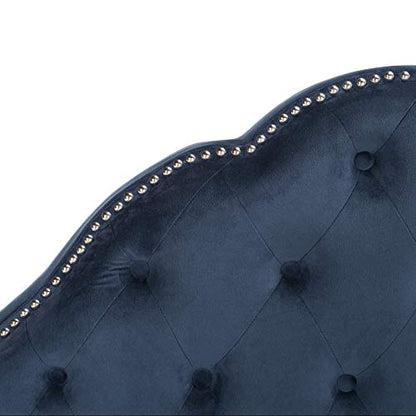 Home Beckham Contemporary Navy Velvet Bed, Full