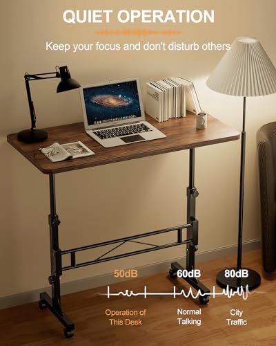 Small Standing Desk Adjustable Height, Mobile Stand Up Desk with Wheels, view 6