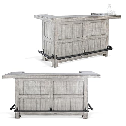 Sunny Designs Alpine 42" Traditional Mahogany Wood Home Bar in Alpine Gray