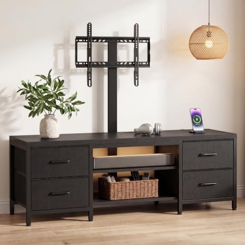 TV Stand with Mount for 75 Inch TV, w/LED & Outlets, 59'' Black, view 3