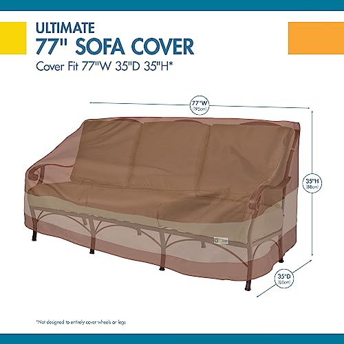 DUCKCOVERS Ultimate Waterproof Patio Sofa Cover, Outdoor Couch Cover with All Weather Protection, Patio Furniture Covers with Attachment Strap, 77W x 35D x 35H inch, Outdoor Sofa Cover