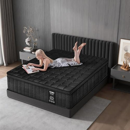 Twin Mattress 10 Inch - Twin Size Memory Foam Mattress in a Box with Individually Pocket Spring, Hybrid Gel Foam Mattresses Medium Firm, Fiberglass Free, Pressure Relief for All Sleep Positions, Black