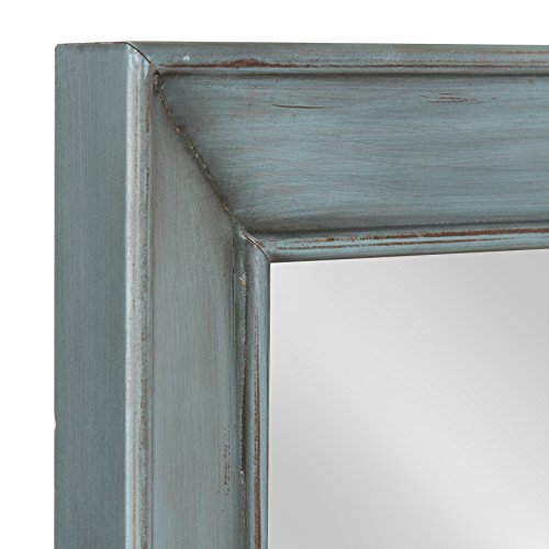 Yuda Wooden Rectangle Framed Wall Mirror, 23.5x35, Blue