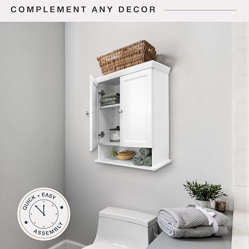 23x26 White Medicine Cabinet Organizer, Wall Mounted Bathroom Cabinet for Over-The-Toilet Storage, Bathroom Furniture & Restroom Organizer
