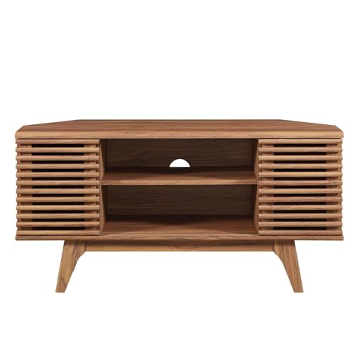 Render Mid-Century Modern Low Profile Corner Media TV Stand in Wal, 15 x 46 x 23, view 4