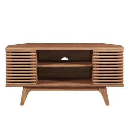 Render Mid-Century Modern Low Profile Corner Media TV Stand in Wal, 15 x 46 x 23, view 4