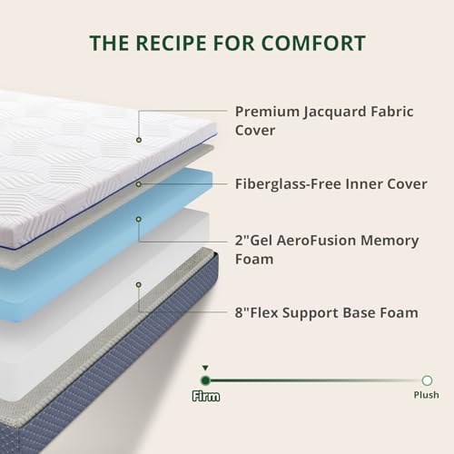 10 Inch Twin Size Mattress, Gel Memory Foam Mattress in a Box, view 3