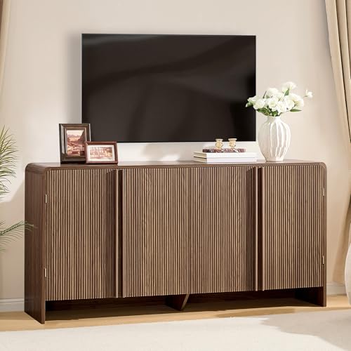 63" Modern Fluted TV Stand with Storage, view 2