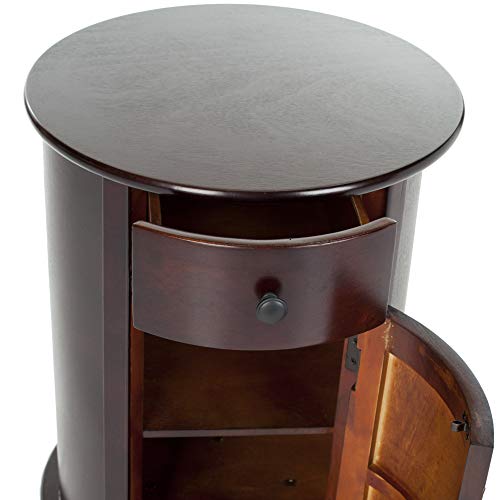 SAFAVIEH Furniture - Tabitha 1-Drawer Accent Table - Dark Cherry - Solid Wood - Farmhouse Storage Design - Ideal for Living Room, Entryway, 17.7"W x 17.7"D x 26"H - Fully Assembled (AMH5712D)