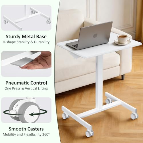 Mobile Standing Desk with Wheels, Small Rolling Desk Adjustable Height, view 4