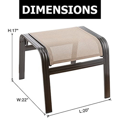 Outdoor Footstools Metal Patio Chairs Outdoor Ottoman Furniture Outside Footrests Small Seat Set of 2 for Garden,Balcony,Lawn, 22 inches *20 inches *17 inches
