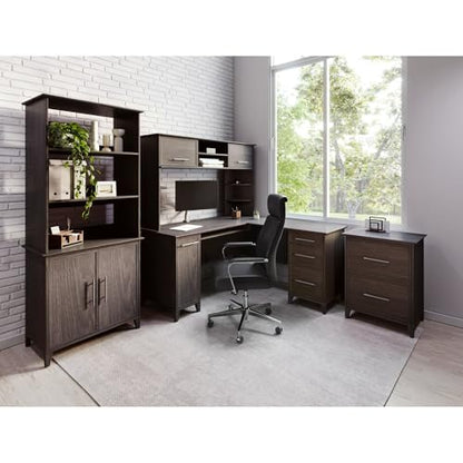 ® Koru 60" W Hutch for L-Shaped or Straight Computer Desks, Espresso Oak, view 3