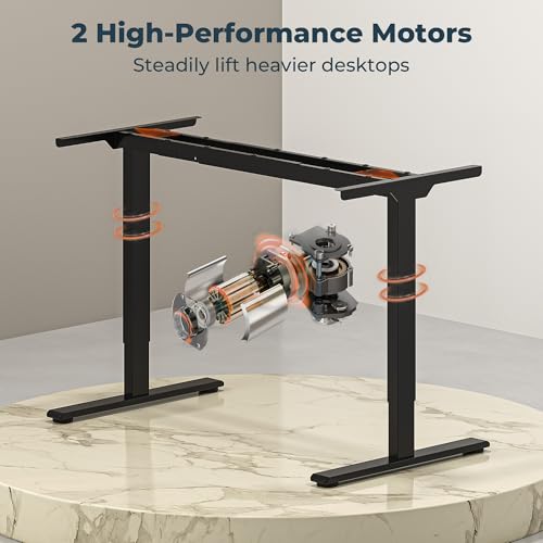 Dual Motor Standing Desk, Large Stand Up Desks, 71x31 Inches Electric Sit Stand Desks, 4 Memory Preset Adjustable Height Computer Table for Home Office with Splice Board (Brown)