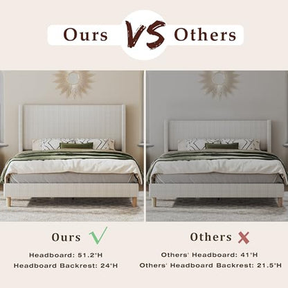 Queen Bed Frame with 51.2" Tall Headboard, view 7