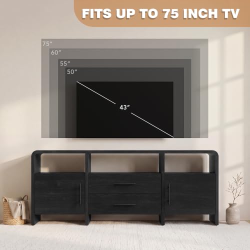 70" Curved TV Stand with Storage for TVs Up to 80", view 5