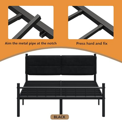 Metal Bed Frame, 14Inch Full Bed Frame with Headboard, view 6