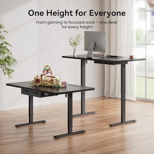 Electric Standing Desk, Extra Large 71 x 31.5 Inches Height Adjustable Table with Outlets, Sit Stand Computer Desk with Drawers for Home Office, Ergonomic Rising Workstation, Black