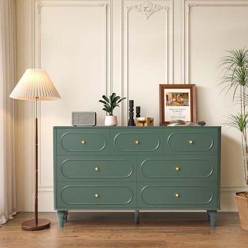 7 Drawer Fluted Dresser for Bedroom, Mid Century Modern Chest of Drawers, view 7