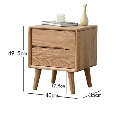 Night Stand Bedside Table Bedroom Furniture Double Drawer Locker White Oak Cabinet Nightstands Solid Wood