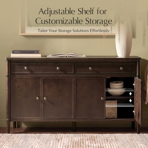 58" Transitional Buffet Sideboard Cabinet with Storage, Auburn, view 8