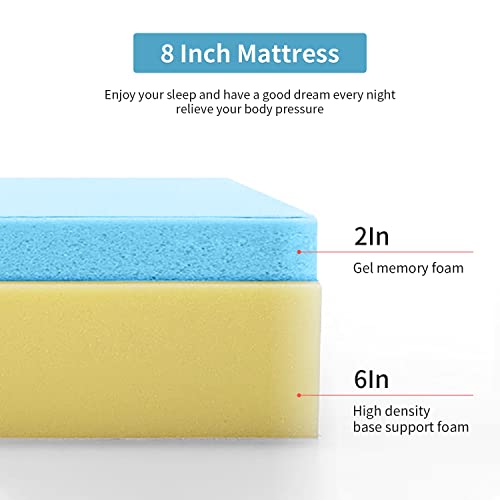 PayLessHere 8 Inch Queen Gel Memory Foam Mattress Fiberglass Free/CertiPUR-US, view 4