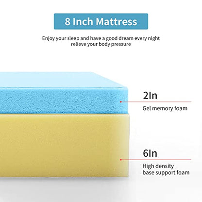 PayLessHere 8 Inch Queen Gel Memory Foam Mattress Fiberglass Free/CertiPUR-US, view 4