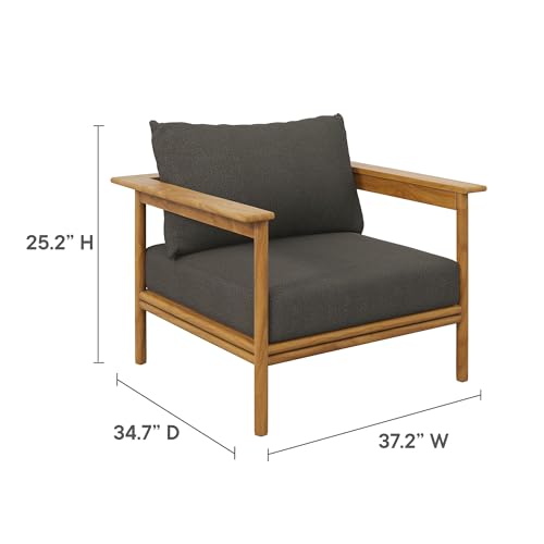 Wren Teak Wood Outdoor Patio 4 Piece Furniture Set in Natural Flint Gray