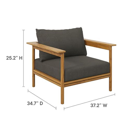 Wren Teak Wood Outdoor Patio 4 Piece Furniture Set in Natural Flint Gray