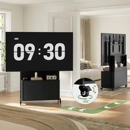 Rolling TV Stand with Mount for 32-75 Inch, Black, view 4