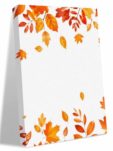 NuYeBiofx Thanksgiving Maple Leaf Canvas Wall Art Prints,48"x32" Framed Picture Artwork Autumn Orange Red Fallen Leaves Printed Canvas Oil Painting for Living Room Bedroom Office,Ready to Hang