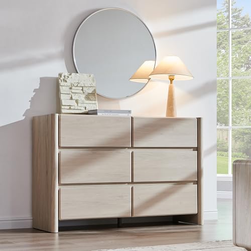 Modern 6 Drawers Dresser for Bedroom, 47" Wide Dresser-Cream, view 8