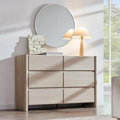Modern 6 Drawers Dresser for Bedroom, 47" Wide Dresser-Cream, view 8