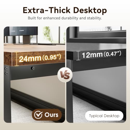 71 Inch Long Computer Desk with Power Outlet, Thicker Desktop & Legs, view 6