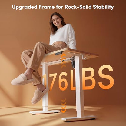 40 x 24 Inches Electric Standing Desk Adjustable Height, 3 Memory Height Settings, Sit Stand Up Desk for Home Office & Computer Workstation, Maple