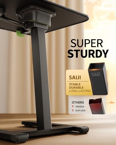 Sturdy TV Tray Table with Wheels, Heavy Duty Metal TV Trays for Eating on Couch, Height & Angle Adjustable Desk for Bed, Sofa, Recliner, Portable Small Foldable Tables