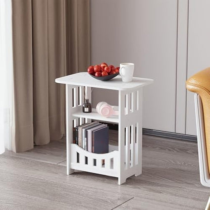White Nightstand, Small Night Stand Bedroom Furniture, Storage Cabinet for Bedroom, Closet, Living Room