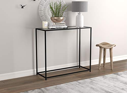 & Co. - Metal Console Table with Glass, Black Console Tables for Entryway, Use As Doorway Table, Narrow Bar Table, or Accent Furniture for Decorating Foyer, 12 x 28 x 31 Inches
