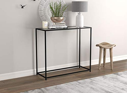 & Co. - Metal Console Table with Glass, Black Console Tables for Entryway, Use As Doorway Table, Narrow Bar Table, or Accent Furniture for Decorating Foyer, 12 x 28 x 31 Inches