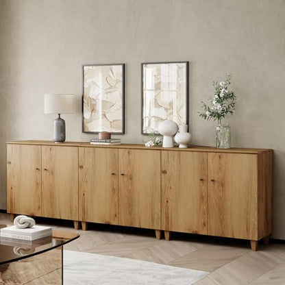 Modern Wood TV Stands Cabinets for 85+ Inches TVs, Oak Brown, view 2
