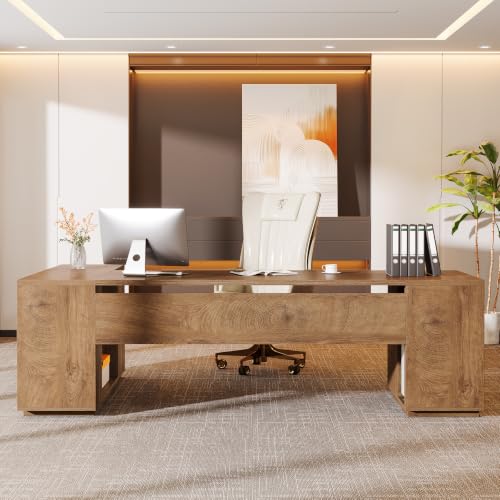 85.8-Inch L-Shaped Executive Desk, Extra Large Home Office Desk, view 7
