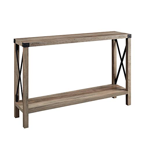 Sedalia Modern Farmhouse Metal X Entry Table, 46 Inch, Grey
