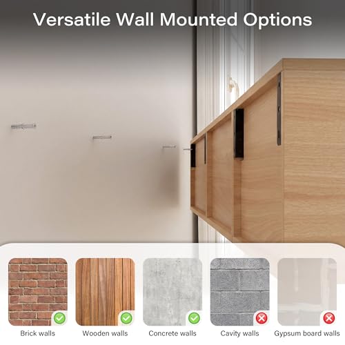 58" Floating TV Stand Wall Mounted with Power Outlet, Natural, view 7