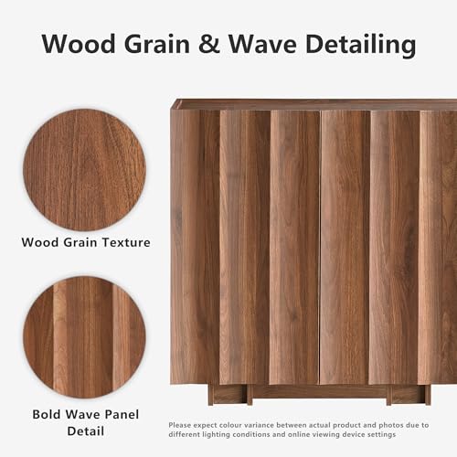 30.8" Fluted Sideboard Buffet Cabinet with Storage, Walnut, view 4