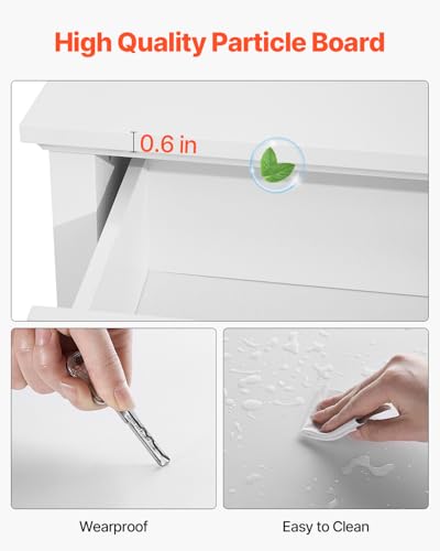 6 Drawer White Dresser, Wood Dresser Chest of Drawers with Middle Sliding Leg, view 6