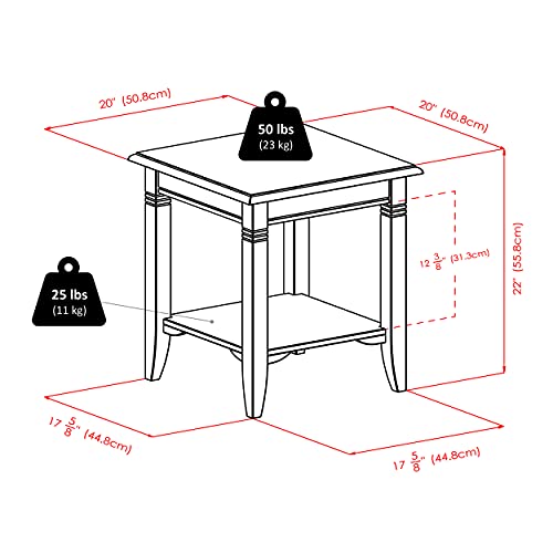 Nolan End Table, 20" Wide, 22" Tall, for Living Room, Bedroom, Cappuccino