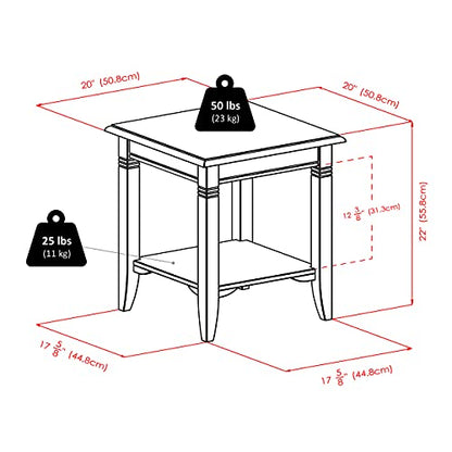 Nolan End Table, 20" Wide, 22" Tall, for Living Room, Bedroom, Cappuccino