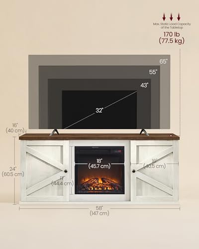 Fireplace TV Stand, Farmhouse Entertainment Center for 65'' TV, view 3